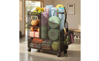 Rolling Mesh Storage Carrier Side Basket Exercise Mat Carrier Curved Guard Exercise Mat Rack Grid Wire