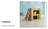 Vertical Space-Saving Design Corrugated Paper Cat Villa Replaceable Scratching Pads Cardboard Cat Scratcher Easy to Assemble for Cats, Home