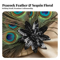 Peacock Feather Hair Fastener Iridescent Spot-Catching Design Feather Fascinator Headpiece 1920s Roaring Twenties Headpiece