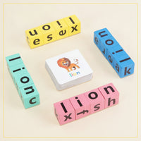 Letter Matching Toy Wooden Spelling Game Alphabet Blocks Color-Coded Flash Cards Phonics for Preschoolers, Homeschool, Classroom