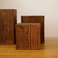 6 Pieces Wooden Display Blocks Solid Wood Modular Riser Blocks Wooden Display Stand Versatile Tiered Riser Stand Geometric