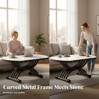 Height-Adjustable Folding Table Space-Saving Design Height-Adjustable Extending Table Two-PurposeUse Household Furniture for Living Room, Dining Area