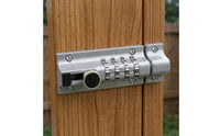 Metal Combination Latch Lock Silver Finish 4 Digit Latch Lock Rectangular Faceplate Keyless Slide Bolt Turn Knob