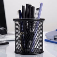 Metal Mesh Pen Organiser for Desk, Office Organizer Desktop Storage, Large Capacity Pencil Cup, Round Shape Accessories for Students