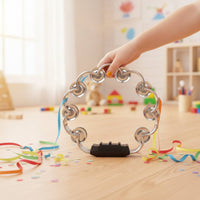 Tambourine with Grip Handle Comfortable Tambourine with Handle Grip Easy to Hold Hand Percussion Instrument for Beginners