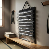 8-Slot Felt Belt and Medal Organizer Front Pocket Style Combat Arts Belt Rack Wall Hanging Medal Display Rack Rectangular