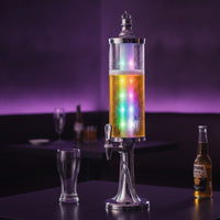 Illuminated Beer Dispenser with Ice Column Clear Beer Dispenser Easy-Pour Drink Dispenser with Tap Refrigerated for Home Bar, KTV