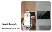 Universal Automated Wall Panel Timer Function Smart Switch Combo No Hub Required Touch Wall Panel with Outlet for Homeowners, Home, Bedroom, Hotel