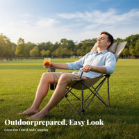 Foldable Design High-Back Folding Recliner Adjustable Backrest Camping Chair Long-Lasting Construction Portable Seating Includes Carrying Bag for Beachand Goers, Sports Spectators, Fishing, Picnics, Backyard, Sporting Events