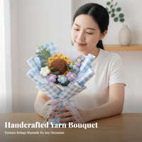 Crochet Blossom Bouquet Completed Crochet Flower Bouquet Handmade Yarn Flower Arrangement for Maternal Celebration Day, Home Decor