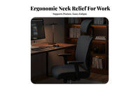 Ergonomic Design Office Chair Headrest Attachment Height Adjustable Clamp-on Headrest Drillno-Drill Installation Neck Support Breathable Mesh for Students, Gamers, Prolonged Sitting, Study Room, Gaming Setup