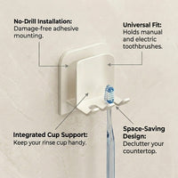 Wall Mounted Toothbrush Holder No Drill , Toothbrush Holder Set with Toothpaste Dispenser, Care Organizer for Apartment Decor