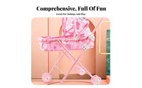 Toy Baby Carriage With Sun Shade Baby Doll Baby Carriage Kids Doll Pushchair Metal Frame Pretend Play Pushcart Effortless
