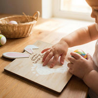 DIY Footprint Keepsake Board Tabletop Centerpiece Newborn Easter Announcement Sign Sturdy Infant Birth Announcement Sign for Newborns, Family, Nursery