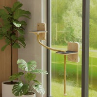 Cat Climbing Rope with Suction Cups Space-Saving Cat Window Perch Washable Furniture for Cats, Apartment