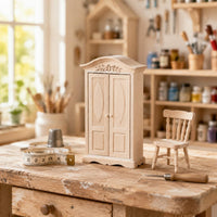 1:12 Dollhouse Wardrobe Handcrafted Unfinished Mini Wardrobe Wooden Home Decor for Model Scene