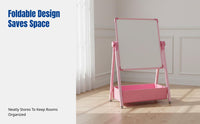 Children's Double-Sided Drawing Easel, Adjustable Height, Chalkboard & Whiteboard, Foldable, Home Art Board