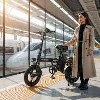 Portable Folding Electric Bike Double Disc Brakes Small Folding Electric Bike Compact Adult Electric Bicycle