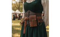 Lace-up Waist Belt Steampunk PU Leather for Cosplayers, Entertainers, Historical Reenactment Fair, Halloween