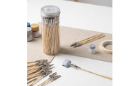 100 Pieces Spring Clip with Bamboo Handle Pointed Model Painting Clip Tool for Craft Projects