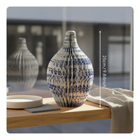 and White Porcelain Pattern Vase Retro-Styled Honeycomb Paper Vase Lightweight Chinese Style Paper Ornament for Store Display, Office