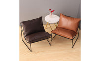 Miniature Lounge Chair Wire Frame Dollhouse Armchair with Cushion Upholstered Miniature Armchair Chair for Collectors, Photo Prop, Tabletop Display