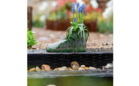 Weathered Shoe Planter Distressed Finish Boot Planter Mottled Green and Gray Vintage Flower Pot Iron