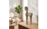 Horse Figurine with Pedestal Decorative Horse Figurine Minimalist Sculpture for Living Room, Office, Study