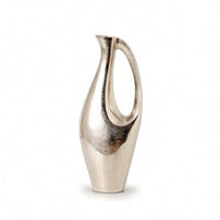 Metal Pitcher Vase Minimalist Ribbed Metal Vase Sturdy Decorative Pitcher for Entryway, Coffee Table, Hotel