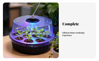 Reusable 13-Hole Seedling Starter Tray with Light Round Nursery Box with Grow Light Indoor Plant Germination Kit for Gardeners, Beginners, Home, Balcony