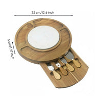 Wood Marble Cheese Tray Recessed Serving Sections Storage Cheese Board