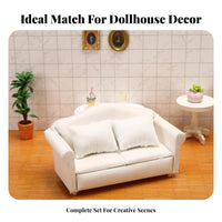 3 Pieces 1:12 Scale Dollhouse Sofa Realistic Design 1:12 Scale Sofa Set Detailed Craftsmanship White Textile Dollhouse Couch Set for Crafters
