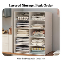 Space-Saving Stackable Sliding Basket adaptable Wardrobe Shelf Multi-Functional Closet Organizer Easy to Assemble for Families, Homeowners, Students, Bedroom, Dorm Room