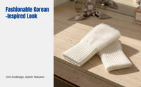 Half Finger Flip Cover Gloves, Plush Knit, Warm, Windproof, Autumn Winter, Trendy, Outdoor Cycling