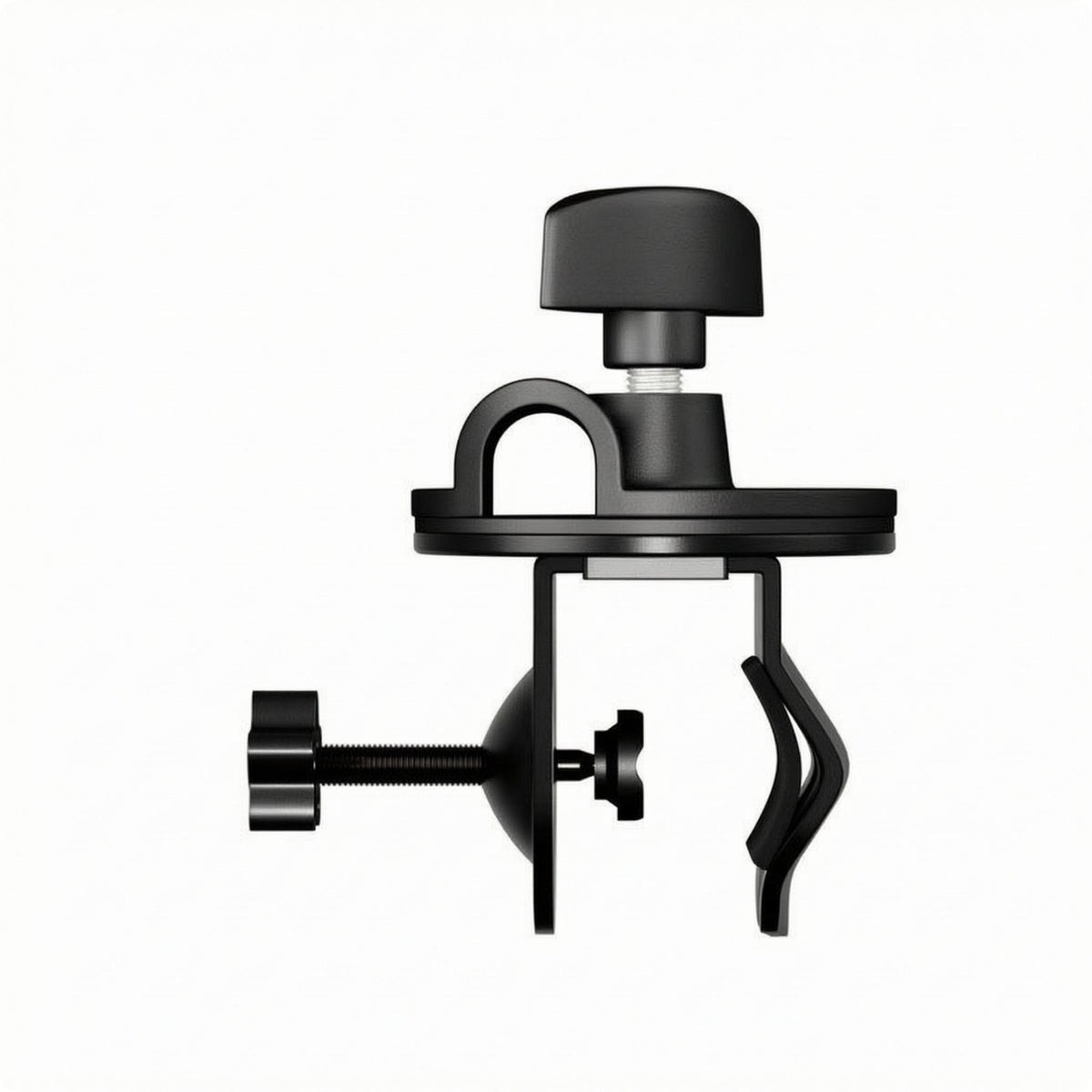 Coiled-Loaded Audio Device Clamp Textured Grip Desk Clamp Matte Black Phone Mount Holder Adjustable for Streamers, Round Tube