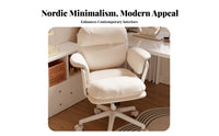 Adjustable Height Upholstered Rolling Armchair 360-Degree Swivel Desk Chair Ergonomic Design Indoor Seating Thickly Padded for Students, Home Office Workers, Pet Owners, Makeup Room, Bedroom