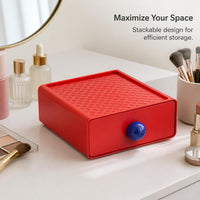 Acrylic Cosmetic Organizer with Drawers and Lipstick Holder, Clear Desktop Skincare Storage Rack