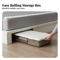 Underbed Storage Box Large Capacity Under Bed Storage Container Construction Low Clothes Organizer for Students, Closet, Dorm Room
