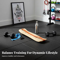 Sturdy Wood Construction Wooden Balance Board Versatile Use Mindful Stretching Training Board Low Effect Workout Core Strength Coach Non-Slip Surface for Skiers, Surfers, Athletes, Indoor, Home Gym, Outdoor