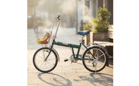 Retro Folding City Bike Internal 3-Speed Japanese Style Folding Bike Includes Rear Rack Step-Through City Bike for Commuters, City, University