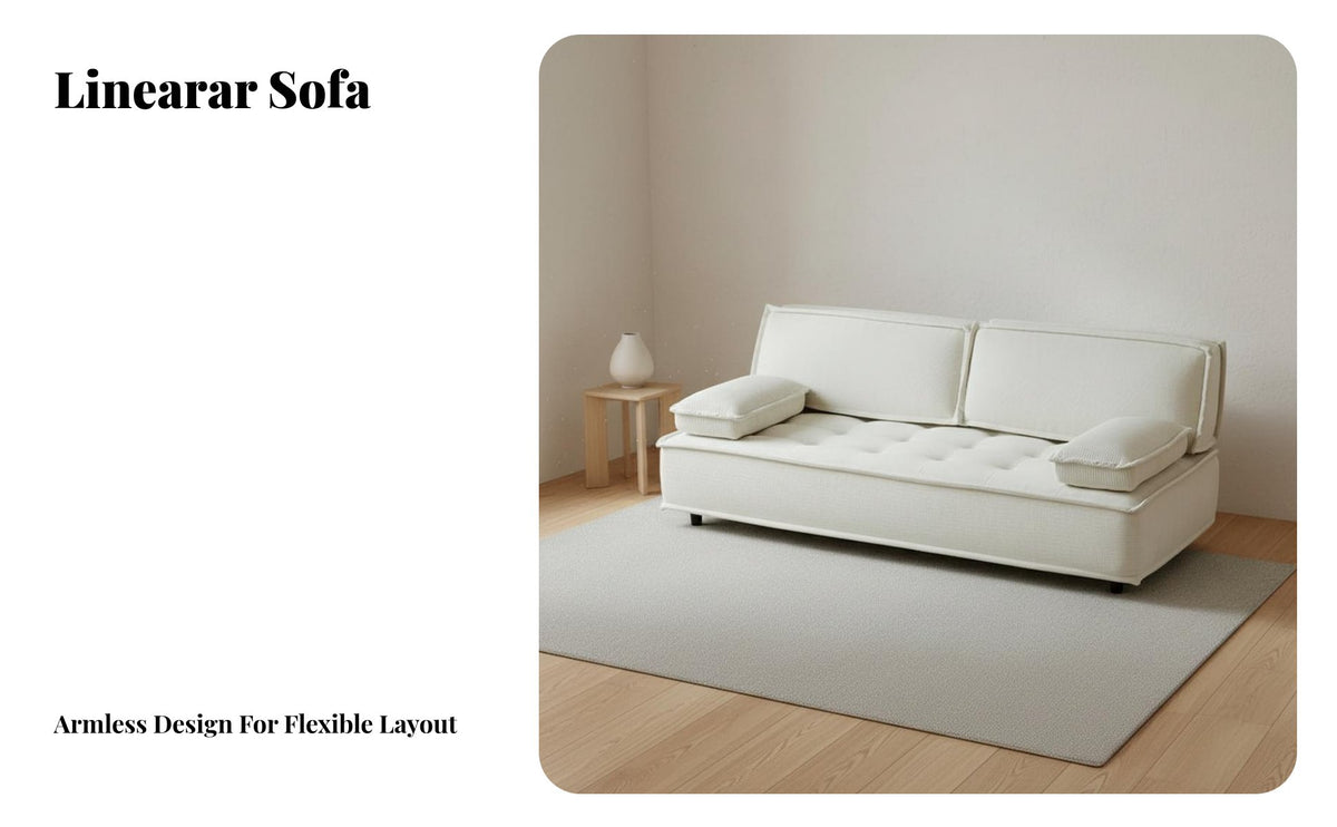 3-Seater Sleeper Sofa Foldable Design Pull-Extendable Floor Bed Multi-Functional Transformable Couch for Small Apartment Dwellers, Residents