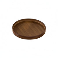 Wood Grain Wooden Rotating Tray Raised Rim Wooden Rotating Tray Organizer Shallow Cosmetic Organizer Tray Brown for Desktop, Vanity