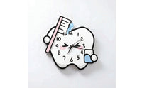 Oral Health-Themed Wall Clock Easy-to-Read Tooth Shaped Clock Hanging for Pediatricians, Kids, Pediatric Office, Classroom