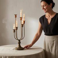 6 Arm Candelabra Decorative Centerpiece Tabletop Candelabra Elegant Atmosphere Vintage Candle Holder
