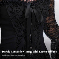 2 Pieces High-Low Hem Strapless Corset Dress with Lace Shrug without-Shoulder Design Lace-up Bustier and Skirt Set Waist Cinching Dark Romantic Outfit Ruffled Trim for Goth Enthusiasts, Young Adults, Photoshoots, Cosplay Events, Stage Performance
