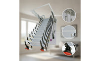 Overhead Attic Ladder with Handrail Concealed Overhead Mount Attic Ladder Space-Saving for Homeowners, Builders, Loft, Garage