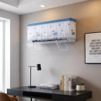 Swan Pattern Wall-Mounted Air Conditioner Cover Scalloped Border Decorative Air Cooling Cover Diaphanous Mesh Wind-Blocking Curtain Crown Embroidery