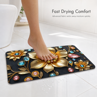 Floral Diatomaceous Earth Bath Mat Quick Dry Non-Slip Absorbent Bathroom Floor Mat