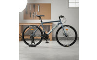 Lightweight Multi-Speed Road Bike Double Disc Brakes Road Bike High-Carbon Steel Frame Racing Bike Easy Assembly for Beginners, Students, Women, City Commuting