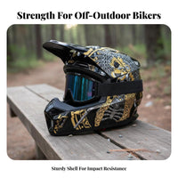 3 Pieces Full Face Motocross Helmet Removable Visor Downhill Mountain Bike Helmet Washable Liner Impact-Resistant Headwear for Teens, Outdoor